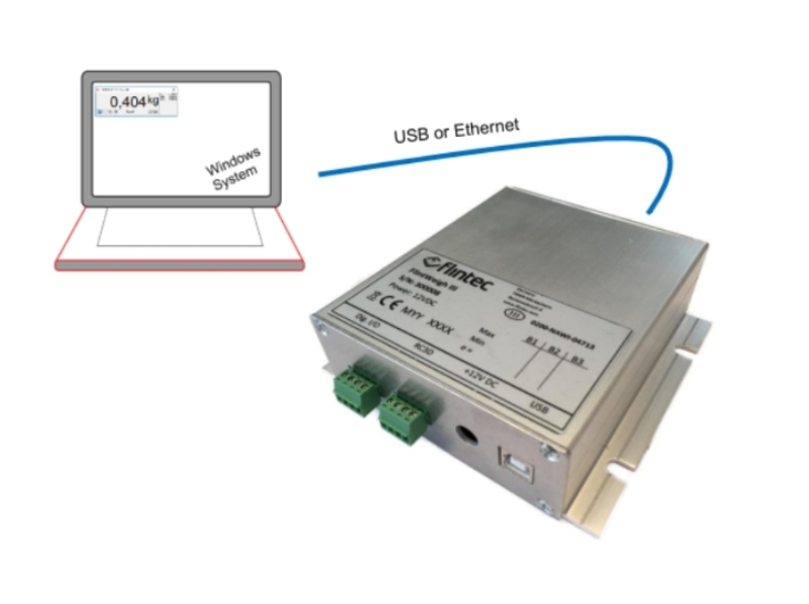 Sistema de pesaje aprobado por OIML para aplicaciones legales. Carcasa de aluminio IP40, conexión a PC, funciones esenciales de software para visualización y manipulación de datos de peso.